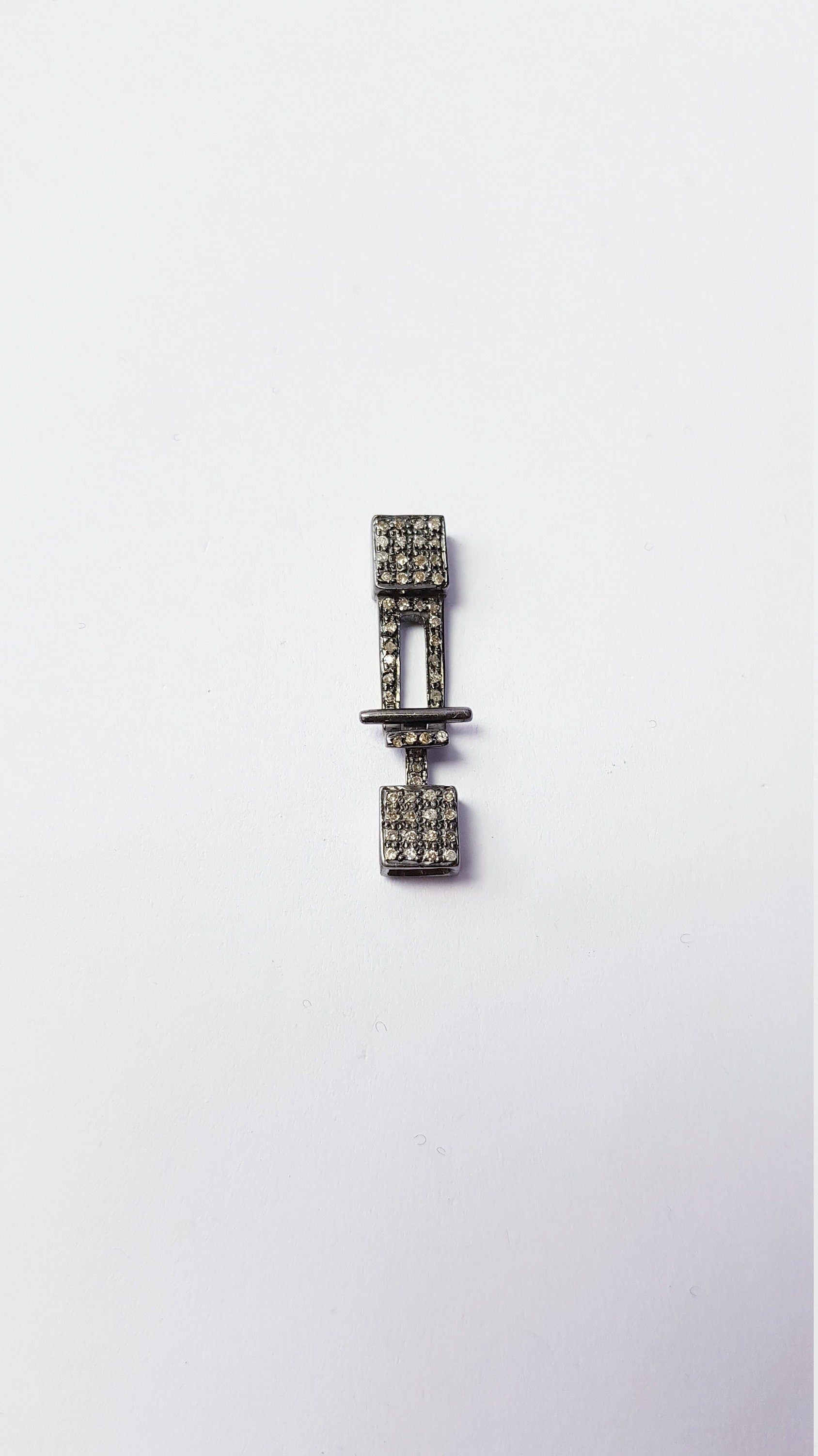 Pave rosecut diamond 925 sterling silver handmade lather straps connector
