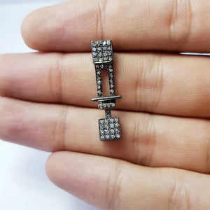 Pave rosecut diamond 925 sterling silver handmade lather straps connector