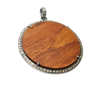 Rosecut Pave Diamond Pendant 925 Sterling Silver Handmade Finish Circle Style Diamond Jewelry