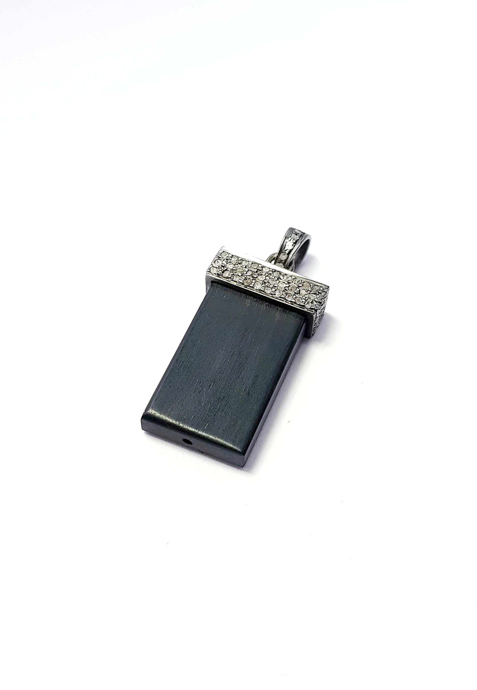 very beautiful wooden pave diamond pendant 925 sterling silver handmade finish pendanr diamond jewelry