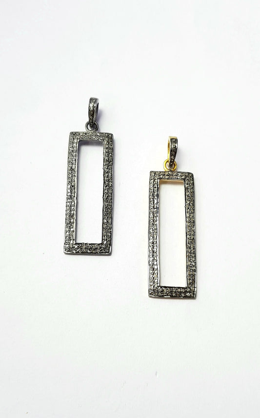 Antique Look Designer Rosecut Pave Diamond Pendant 925 Sterling Silver Handmade Finish Diamond Pendant Jewelry