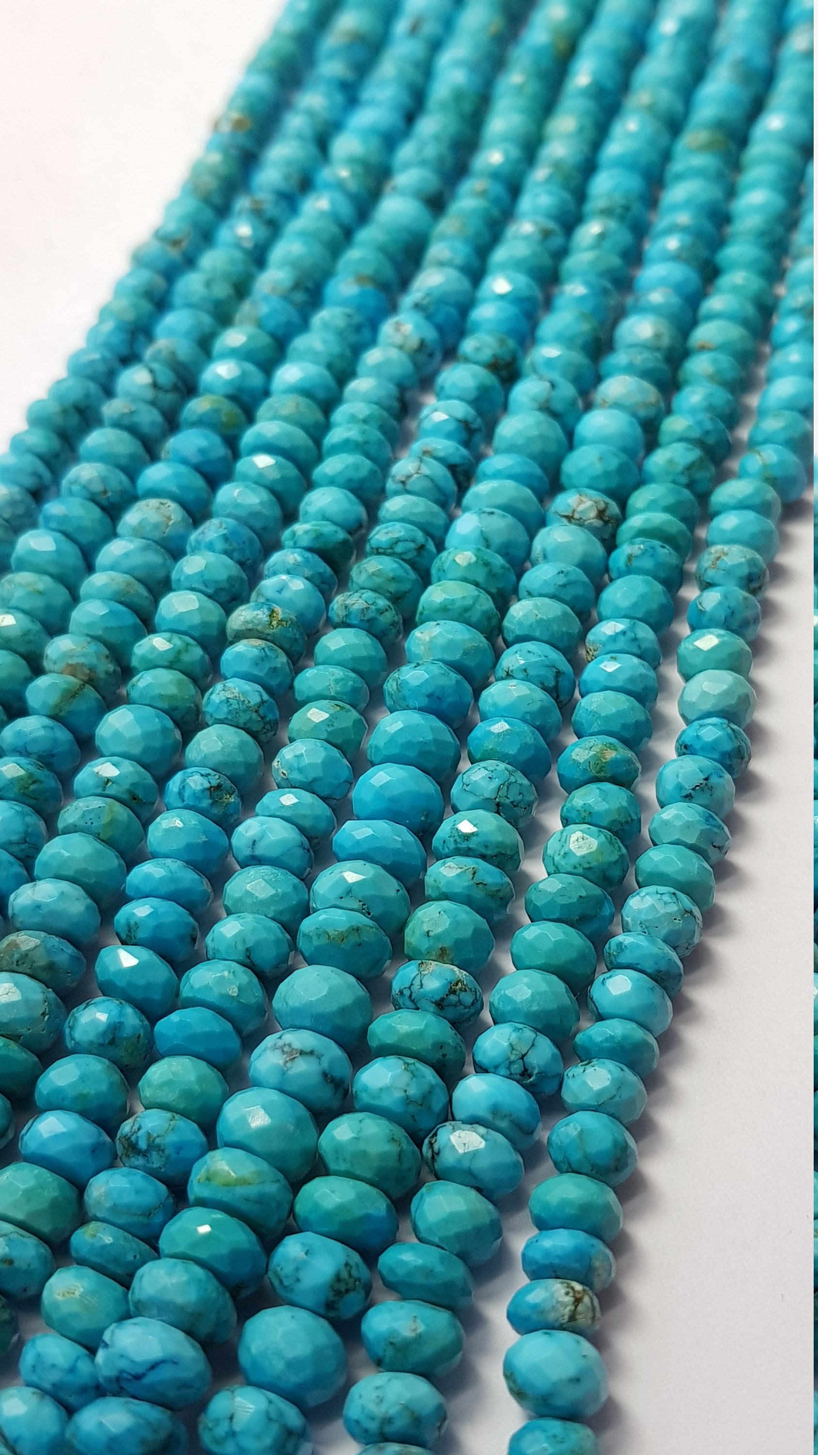 Rare Natural Arizona Turquoise beads , Arizona faceted turquoise beads,AAA high quality faceted Rondelles beads size 5-6mm 13 inche strand