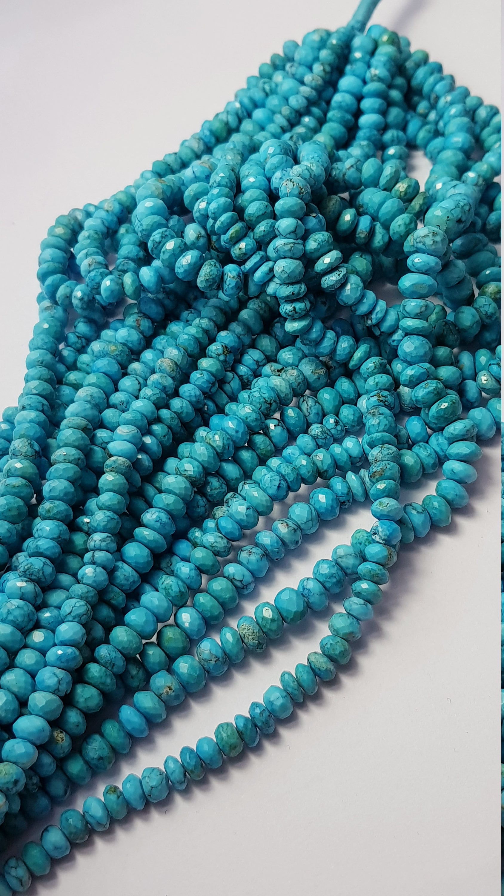 Rare Natural Arizona Turquoise beads , Arizona faceted turquoise beads,AAA high quality faceted Rondelles beads size 5-6mm 13 inche strand