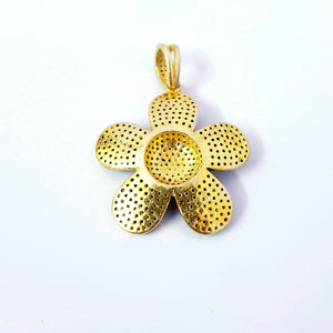 Beautiful Rosecut Full Pave Diamond Pendant 925 Sterling Silver Handmade Finish Flower Design Diamond Pendant Jewelry