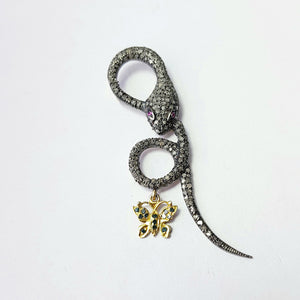 Beautiful Snake Designer Victorian Look Rosecut Pave Diamond Pendant 925 Sterling Silver Handmade Finish Diamond Jewelry Pendant