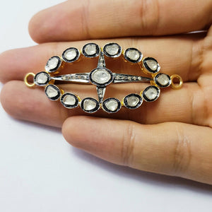 very beautiful flat diamond designer Rosecut pave diamond bracelet connector 925 sterling silver handmade finish diamond connector jewelry