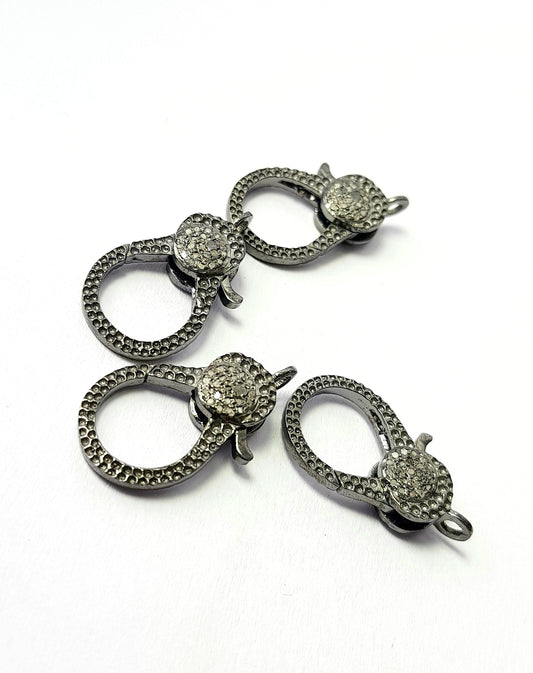 Designer Rosecut Pave Diamond Lobster Design Clasps 925 Sterling Silver Handmade Finish Clasps With Matching Diamond Jump Ring