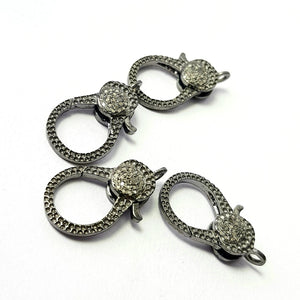 Designer Rosecut Pave Diamond Lobster Design Clasps 925 Sterling Silver Handmade Finish Clasps With Matching Diamond Jump Ring