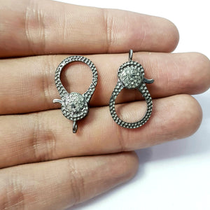 Designer Rosecut Pave Diamond Lobster Design Clasps 925 Sterling Silver Handmade Finish Clasps With Matching Diamond Jump Ring