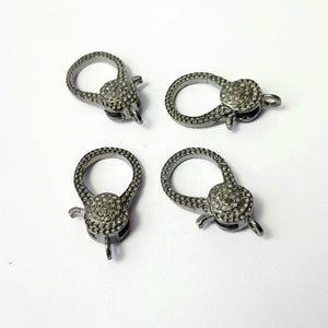 Designer Rosecut Pave Diamond Lobster Design Clasps 925 Sterling Silver Handmade Finish Clasps With Matching Diamond Jump Ring