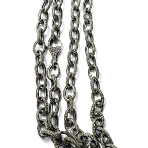 Rose cut pave diamond chain necklace pendent 925 sterling silver handmade oxidised finish diamond chain 36