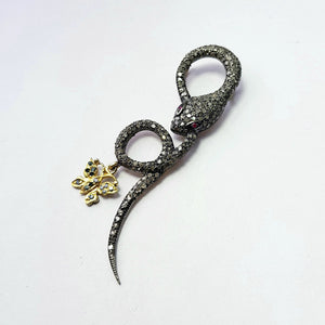 Beautiful Snake Designer Victorian Look Rosecut Pave Diamond Pendant 925 Sterling Silver Handmade Finish Diamond Jewelry Pendant