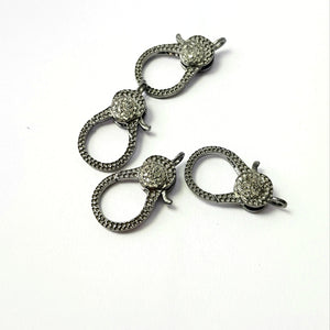 Designer Rosecut Pave Diamond Lobster Design Clasps 925 Sterling Silver Handmade Finish Clasps With Matching Diamond Jump Ring