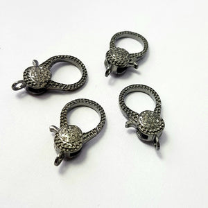 Designer Rosecut Pave Diamond Lobster Design Clasps 925 Sterling Silver Handmade Finish Clasps With Matching Diamond Jump Ring