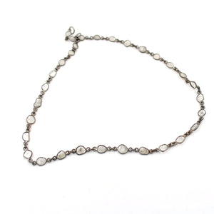 Antique Finish Oxidized And 14K Vermail Gold  925 Sterling Silver Handmade Diamond Slice Polki Chains Necklace Chains Chunkey Chain