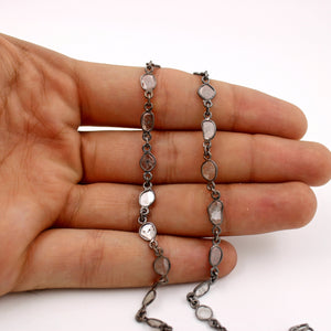 Antique Finish Oxidized And 14K Vermail Gold  925 Sterling Silver Handmade Diamond Slice Polki Chains Necklace Chains Chunkey Chain