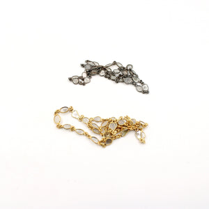 Antique Finish Oxidized And 14K Vermail Gold  925 Sterling Silver Handmade Diamond Slice Polki Chains Necklace Chains Chunkey Chain