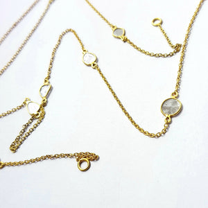 Antique finish oxidized and vermail Gold  925 sterling silver handmade slice polki diamond Flat diamond paper diamond chains necklace chains