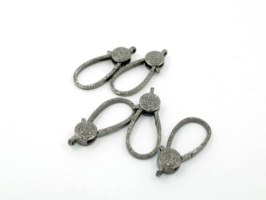 Designer Rosecut Pave Diamond Lobster Design Clasps 925 Sterling Silver Handmade Finish Clasps With Matching Diamond Jump Ring
