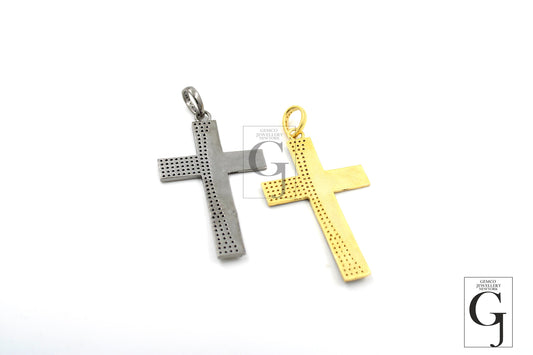 Beautiful Cross Diamond Designer Pendant Rosecut Pave Diamond Pendant 925 Sterling Silver Handmade Finish Diamond Jewelry Necklace Pendant