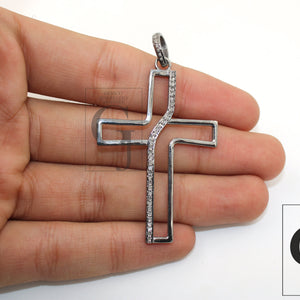 Fashionable Cross Designer Diamond Pendant Rosecut Pave Diamond Pendant 925 Sterling Silver Handmade Finish Diamond Jewelry Necklace Pendant