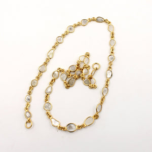 Antique Finish Oxidized And 14K Vermail Gold  925 Sterling Silver Handmade Diamond Slice Polki Chains Necklace Chains Chunkey Chain
