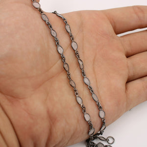Antique Finish Oxidized And 14K Vermail Gold  925 Sterling Silver Handmade Diamond Slice Polki Chains Necklace Chains Chunkey Chain