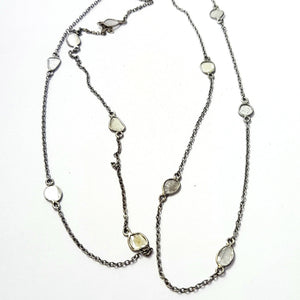Antique finish oxidized and vermail Gold  925 sterling silver handmade slice polki diamond Flat diamond paper diamond chains necklace chains