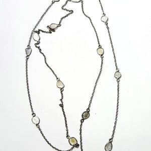 Antique finish oxidized and vermail Gold  925 sterling silver handmade slice polki diamond Flat diamond paper diamond chains necklace chains