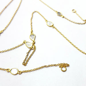 Antique finish oxidized and vermail Gold  925 sterling silver handmade slice polki diamond Flat diamond paper diamond chains necklace chains
