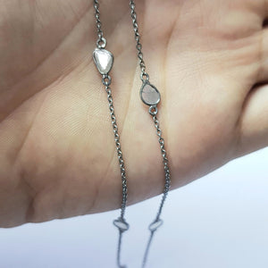 Antique finish oxidized and vermail Gold  925 sterling silver handmade slice polki diamond Flat diamond paper diamond chains necklace chains