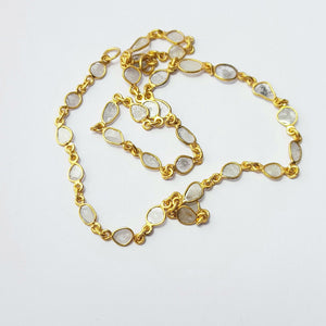 Antique Finish Oxidized And 14K Vermail Gold  925 Sterling Silver Handmade Diamond Slice Polki Chains Necklace Chains Chunkey Chain