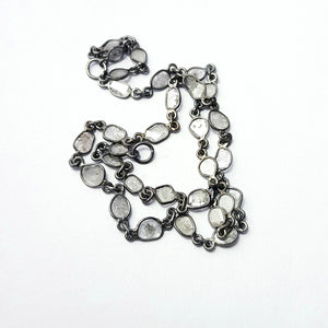 Antique Finish Oxidized And 14K Vermail Gold  925 Sterling Silver Handmade Diamond Slice Polki Chains Necklace Chains Chunkey Chain