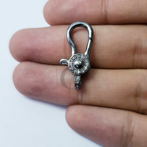 1pc Latest Designer Rosecut Pave Diamond Lobster Design Clasp 925 Sterling Silver Handmade Finish Diamond Clasp Matching Jump Ring Jewelry
