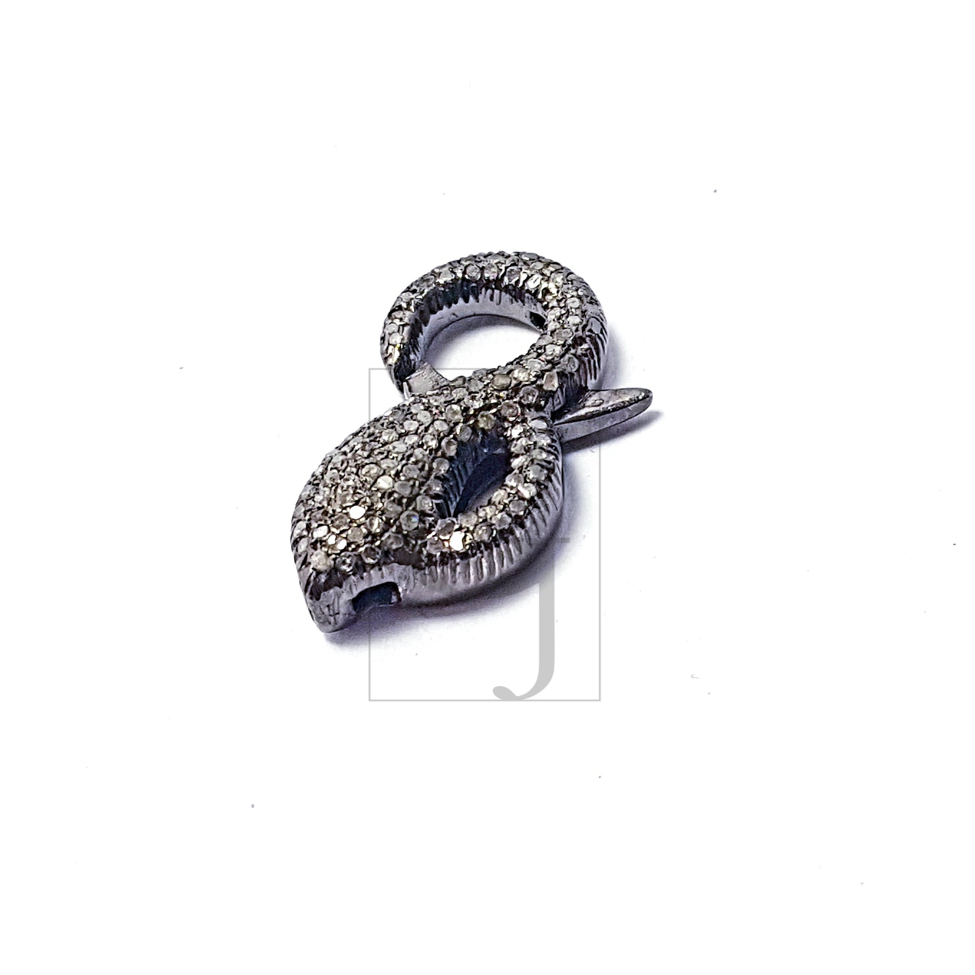 Oxidized finish beautiful design diamond clasps Pave rosecut diamond 925 sterling silver handmade lobster clasps jewelry making supplies