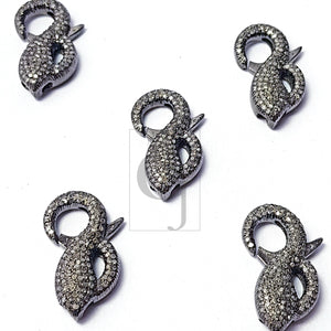 Oxidized finish beautiful design diamond clasps Pave rosecut diamond 925 sterling silver handmade lobster clasps jewelry making supplies