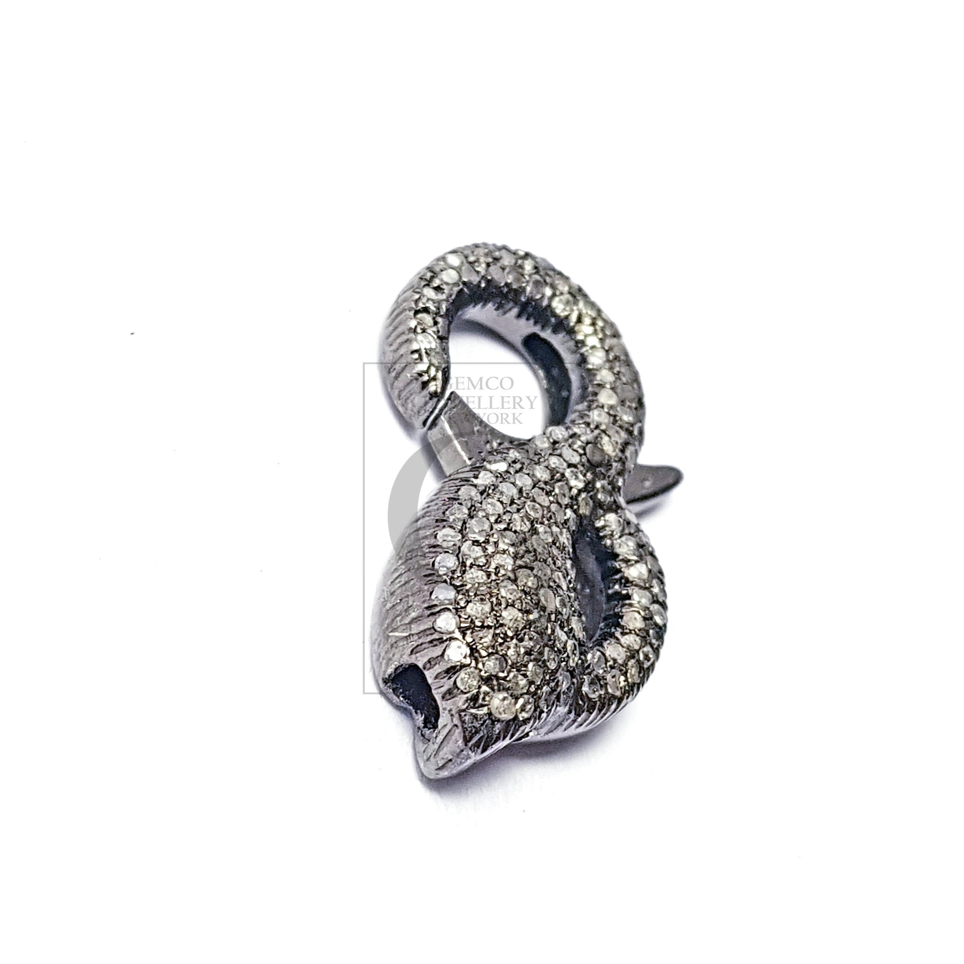 Oxidized finish beautiful design diamond clasps Pave rosecut diamond 925 sterling silver handmade lobster clasps jewelry making supplies
