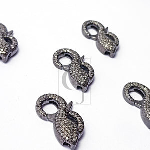Oxidized finish beautiful design diamond clasps Pave rosecut diamond 925 sterling silver handmade lobster clasps jewelry making supplies