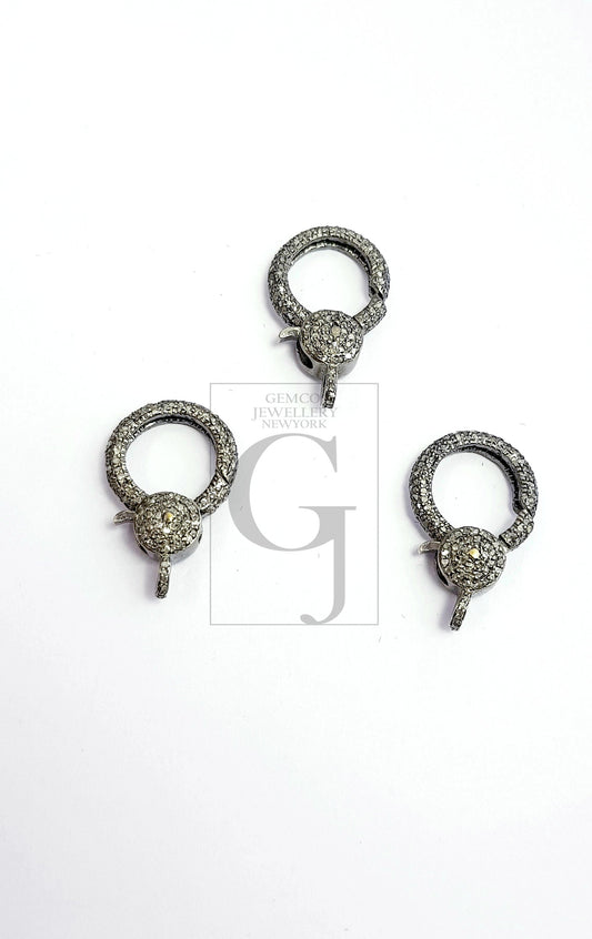 Rosecut Full Pave Diamond Lobster Design Clasp 925 Sterling Silver Handmade Finish Clasp With Matching Diamond Jump Ring