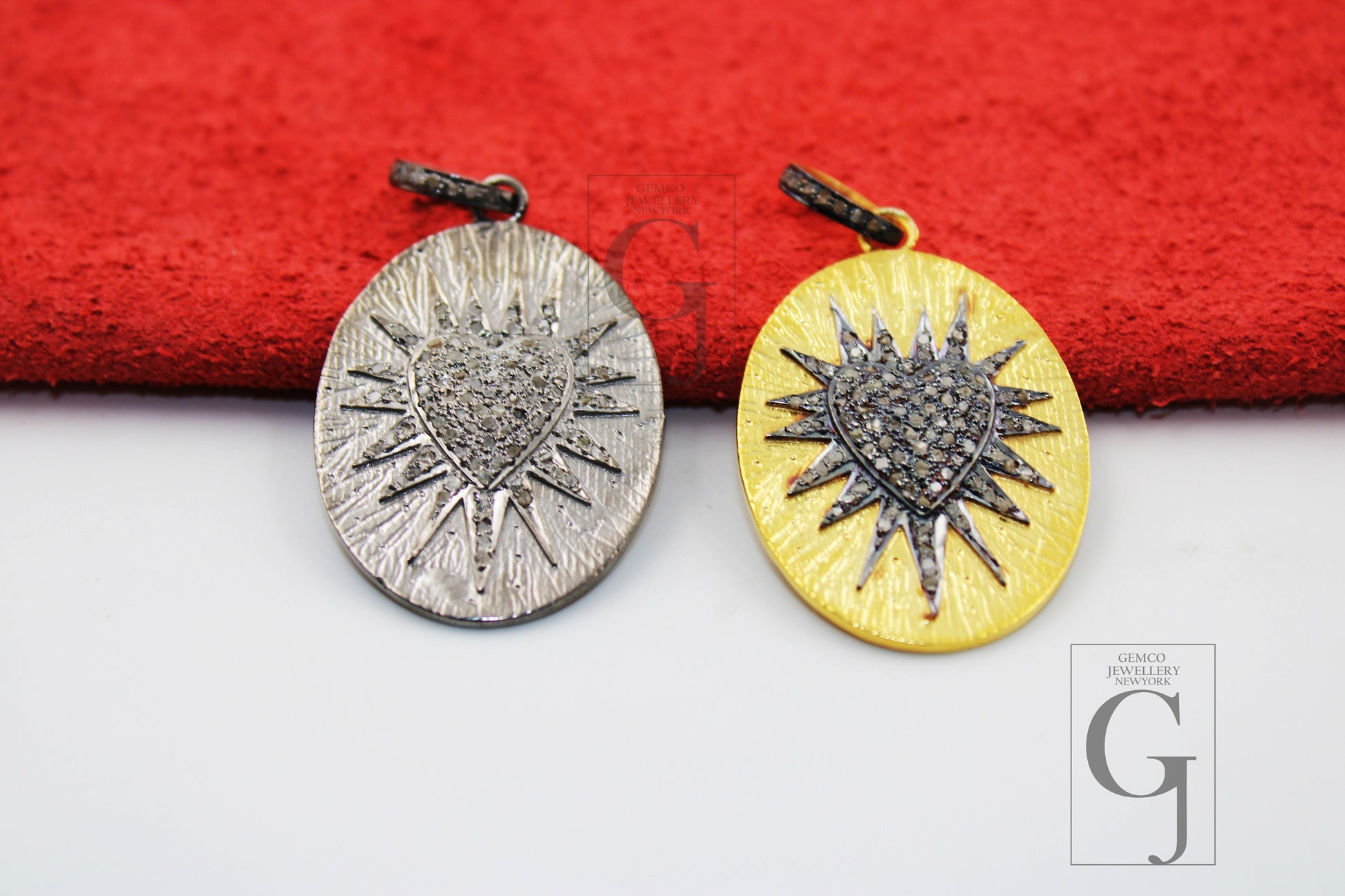 Very beautiful love sunburst designer charm Rosecut pave diamond pendant 925 sterling silver handmade finish diamond charms necklace pendant