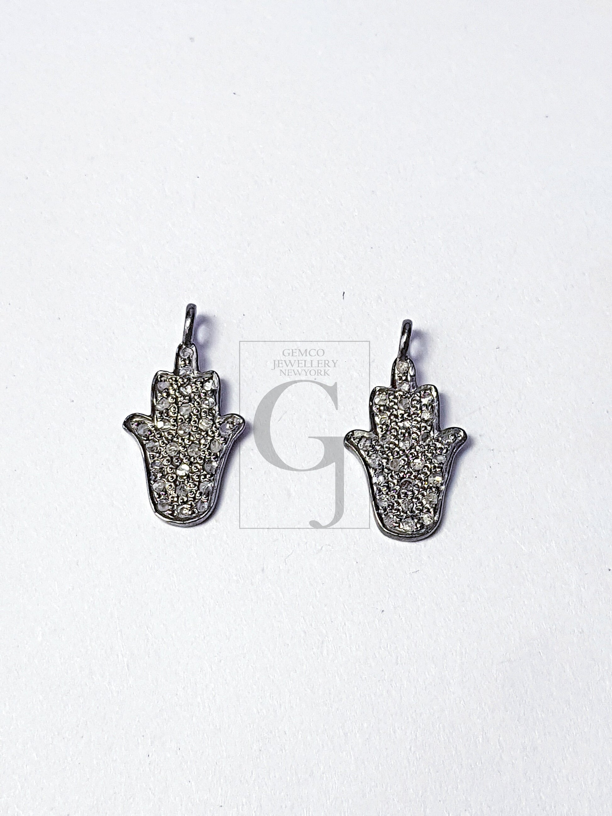 Hamsa Pave diamond rosecut pendant 925 sterling silver pendant handmade diamond pendant hamsa design charm diamond pendant jewelry