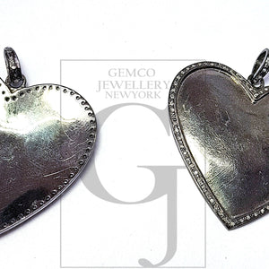 Pave diamond rosecut pendant 925 sterling silver pendant handmade diamond pendant heart design pave beautiful diamond pendant