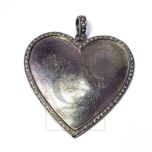 Pave diamond rosecut pendant 925 sterling silver pendant handmade diamond pendant heart design pave beautiful diamond pendant