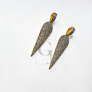 Pave Diamond Rosecut Pendant 925 Sterling Silver Pendant Handmade Diamond Pendant Beautiful Arrowhead Pave Diamond Pendant