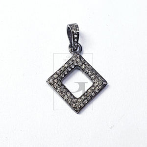 Pave Diamond Rosecut Pendant 925 Sterling Silver Pendant Handmade Diamond Pendant Square Shaped Cutting Pave Diamond Charm Pendant