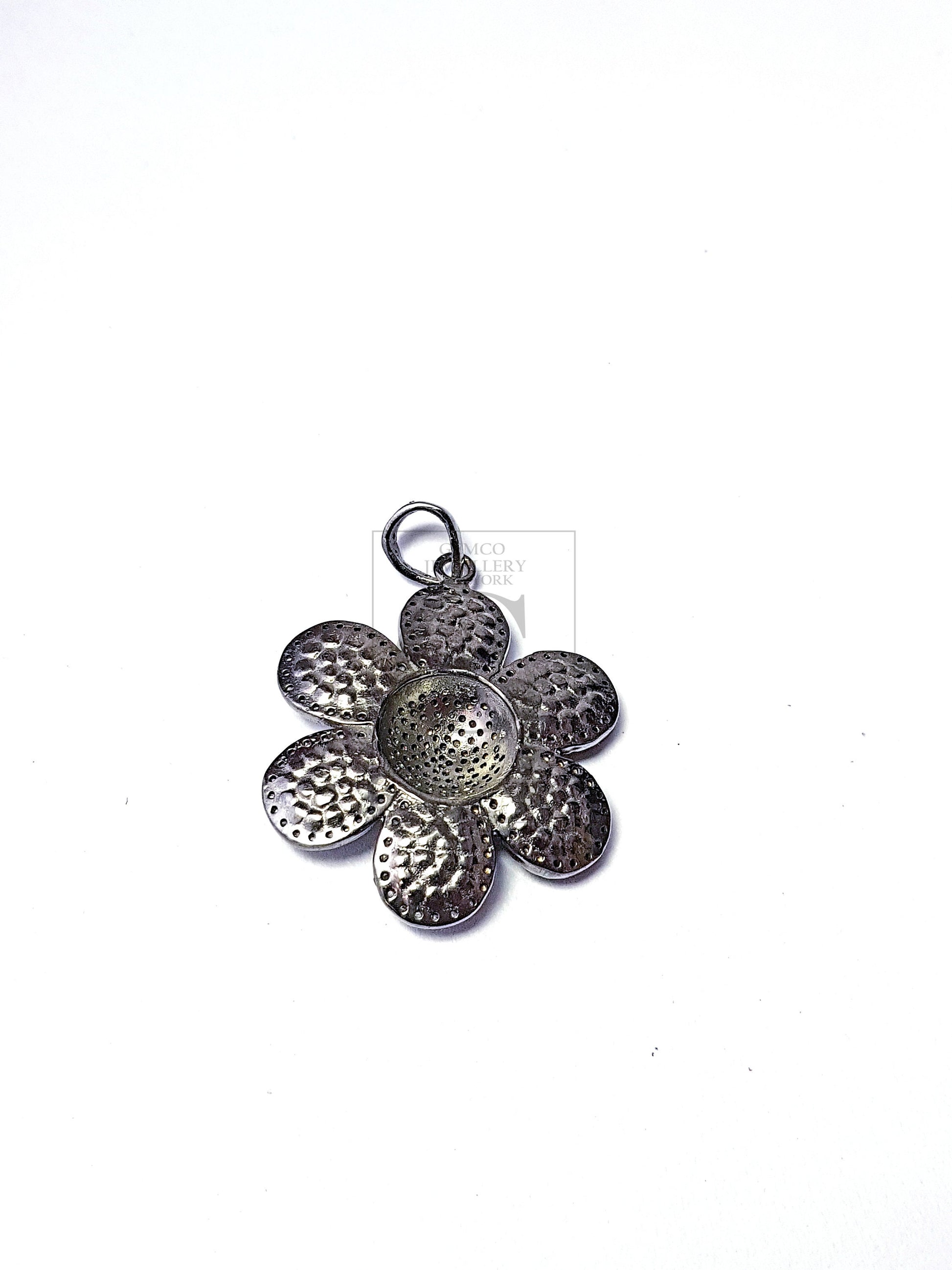 Flower Design Beautiful Pendant Pave Diamond Rose Cut Pendant 925 Sterling Silver Pendant Handmade Diamond Pendant Charm