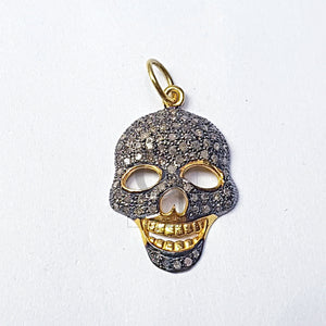 Skull design very beautiful charm pendant Pave diamond rosecut pendant 925 sterling silver pendant handmade diamond pendant