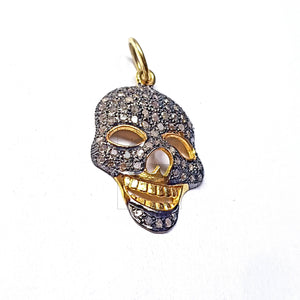 Skull design very beautiful charm pendant Pave diamond rosecut pendant 925 sterling silver pendant handmade diamond pendant