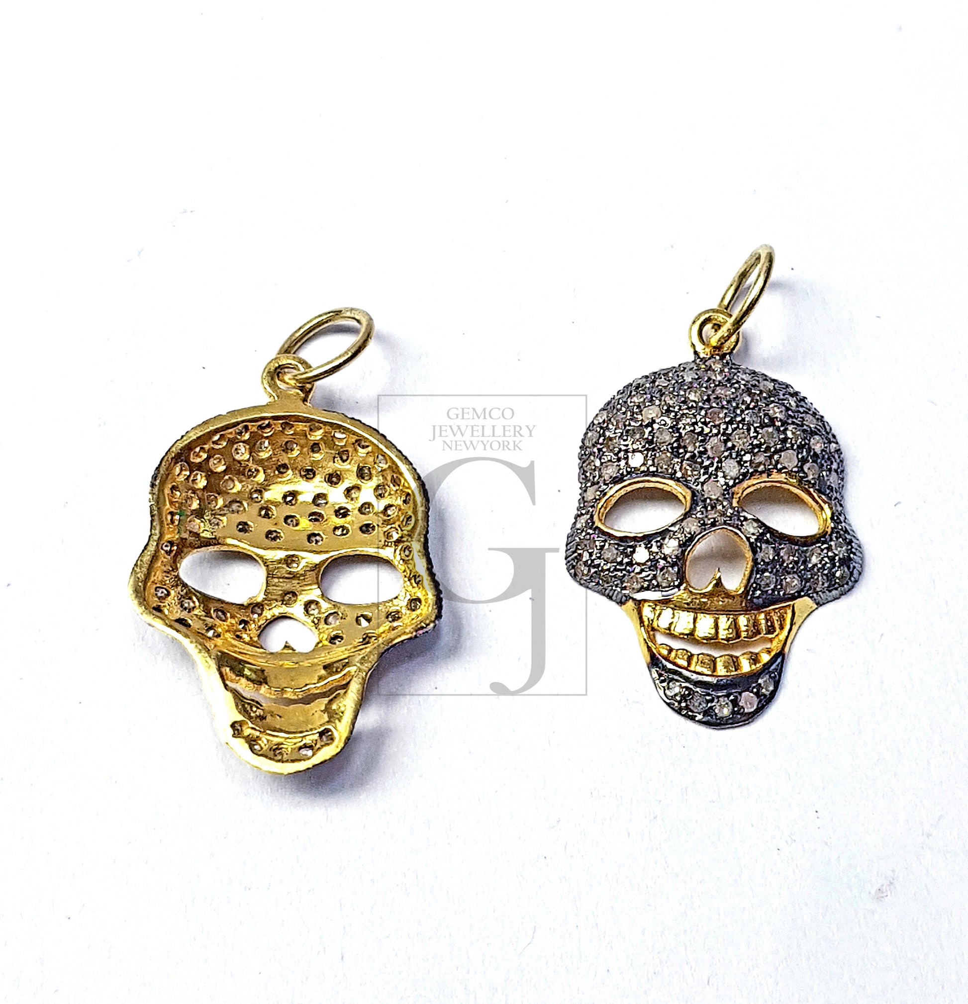 Skull design very beautiful charm pendant Pave diamond rosecut pendant 925 sterling silver pendant handmade diamond pendant