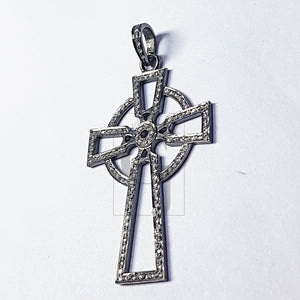 Pave diamond rosecut pendant 925 sterling silver pendant handmade diamond pendant circled cross beautiful diamond pendant